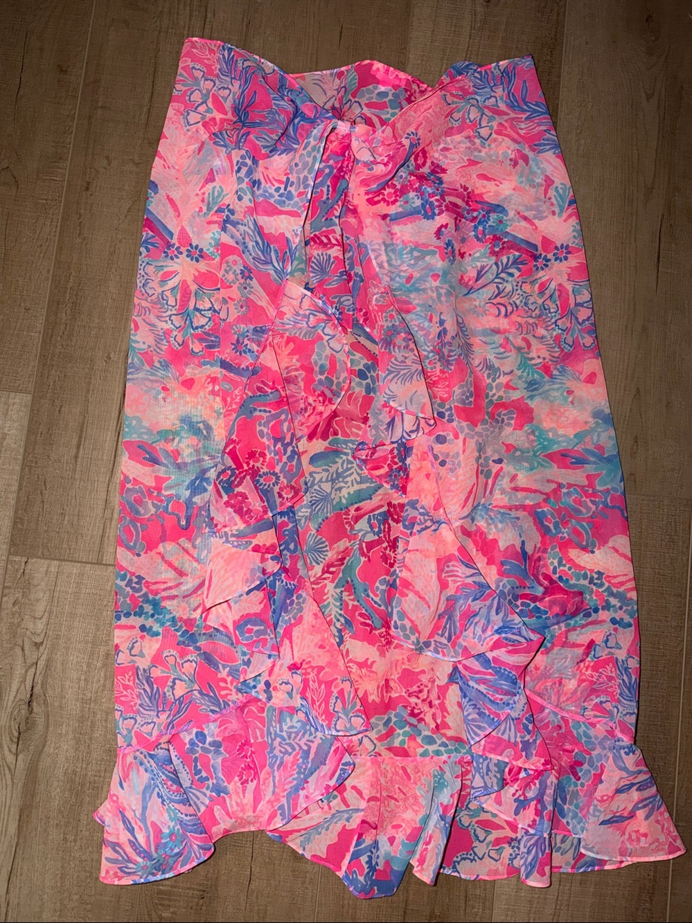 Lilly Pulitzer Wilda Midi Ruffle Sarong-OS-Pascha Pink Aquadesiac